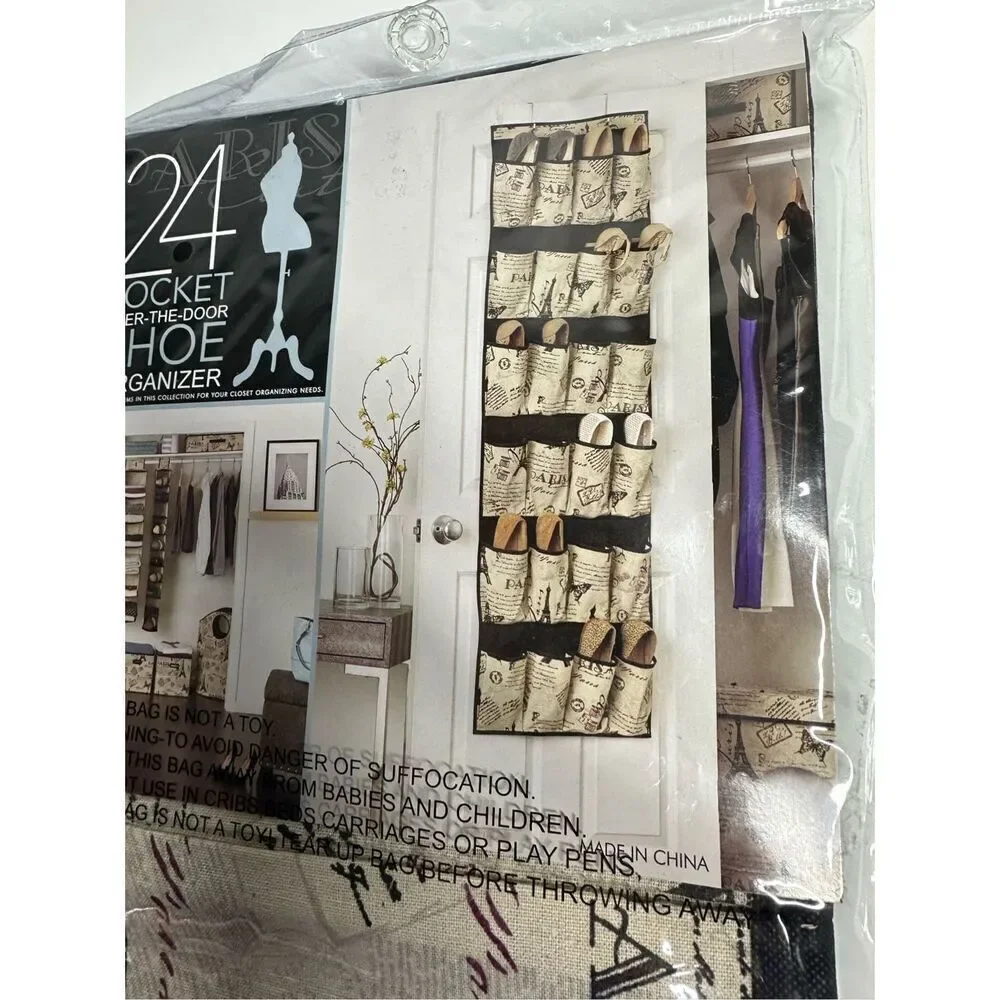 NWT 24 Pockets Over-The-Door Shoes Organizer 18” X 60,2” Folds for Storage